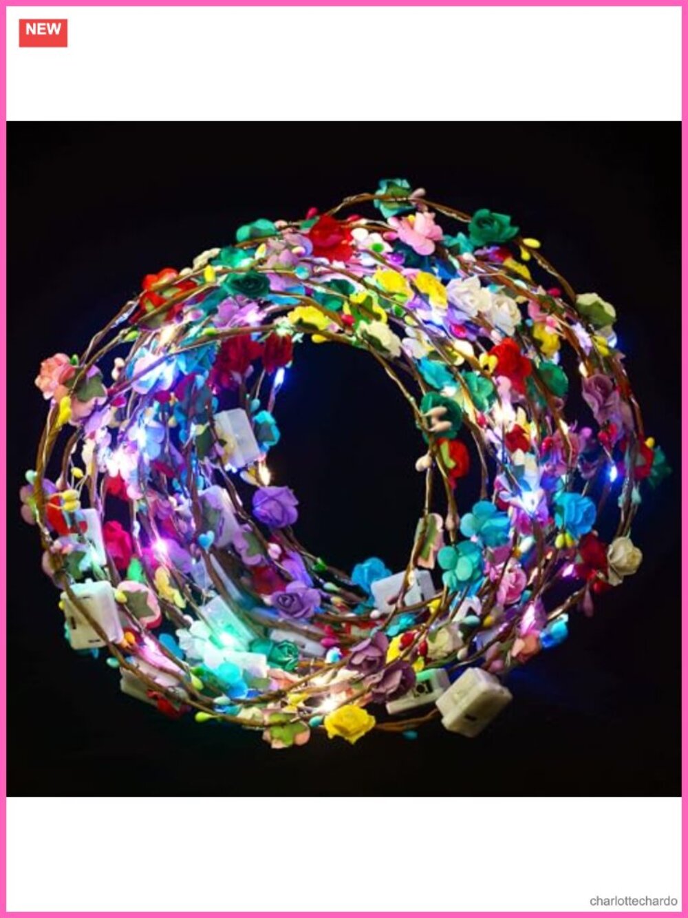 LED Flower Crown Headbands 30 Pcs Light Up Floral Wreath for Parties